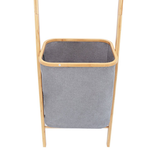 Latitude Run® Bamboo Laundry Basket Bath Towel Ladder Rack Laundry